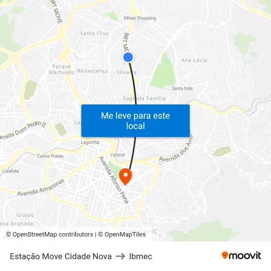 Estação Move Cidade Nova to Ibmec map