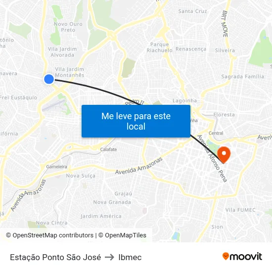 Estação Ponto São José to Ibmec map