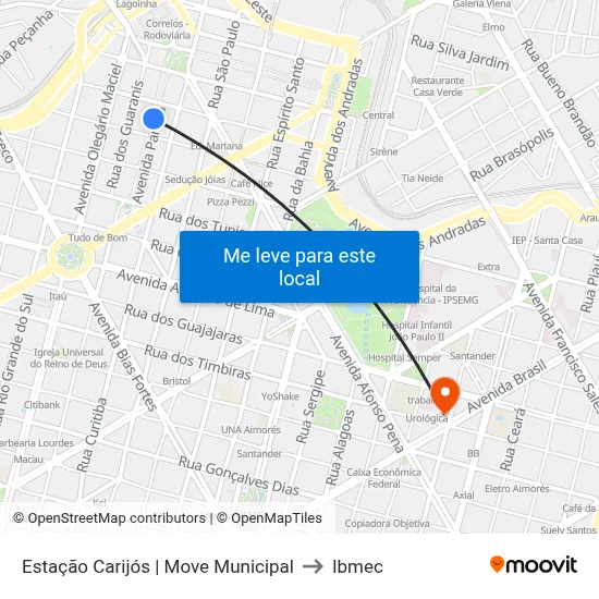 Estação Carijós | Move Municipal to Ibmec map