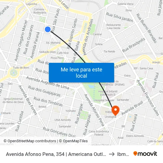 Avenida Afonso Pena, 354 | Americana Outlet to Ibmec map