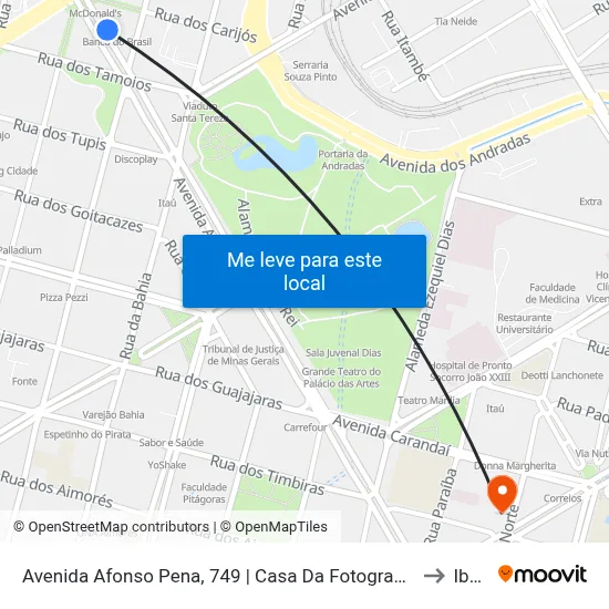 Avenida Afonso Pena, 749 | Casa Da Fotografia Antes Da Praça Sete to Ibmec map