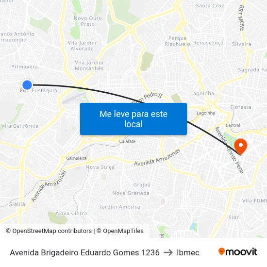 Avenida Brigadeiro Eduardo Gomes 1236 to Ibmec map