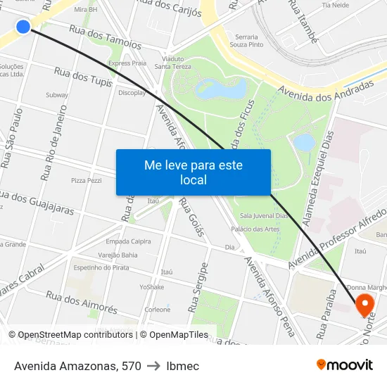 Avenida Amazonas, 570 to Ibmec map
