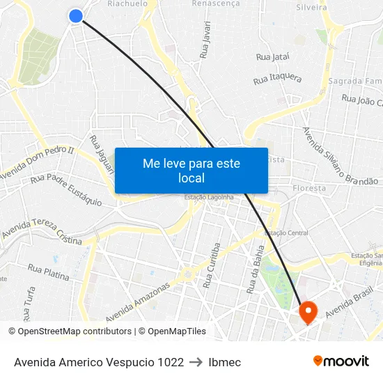 Avenida Americo Vespucio 1022 to Ibmec map