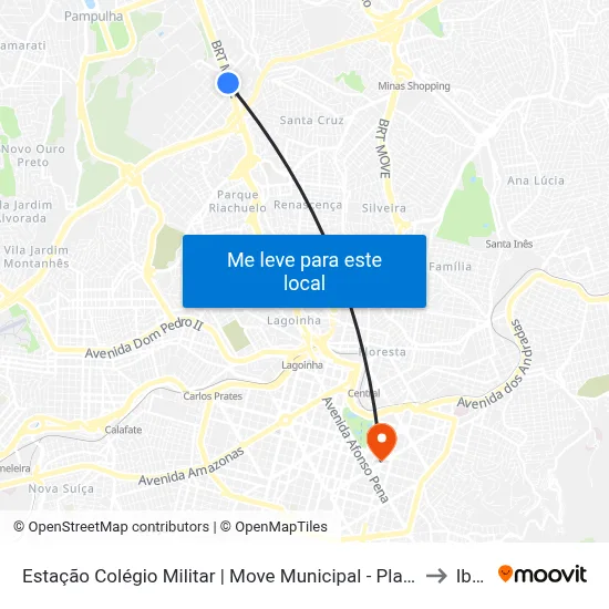 Estação Colégio Militar | Move Municipal - Plataforma B1 - Sentido Centro to Ibmec map