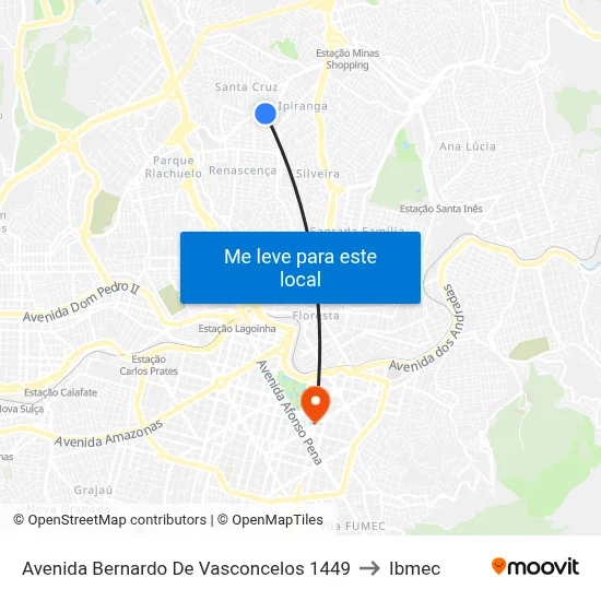 Avenida Bernardo De Vasconcelos 1449 to Ibmec map