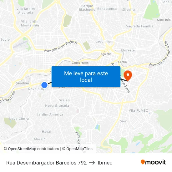 Rua Desembargador Barcelos 792 to Ibmec map