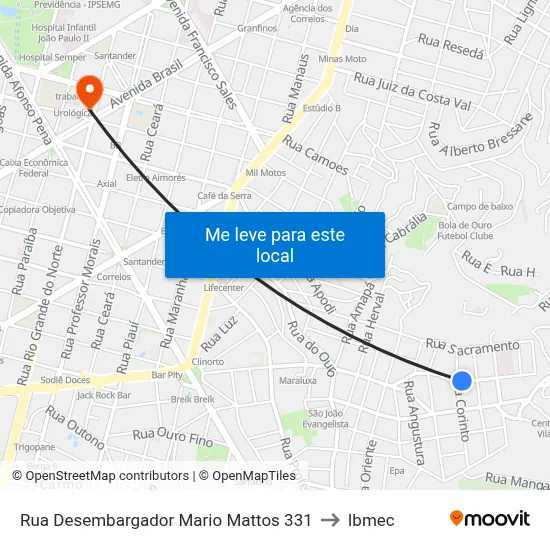Rua Desembargador Mario Mattos 331 to Ibmec map
