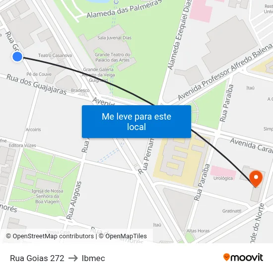 Rua Goias 272 to Ibmec map