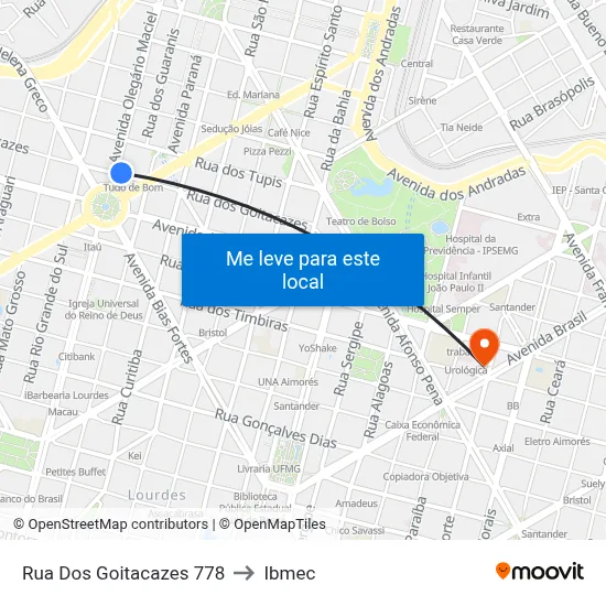 Rua Dos Goitacazes 778 to Ibmec map