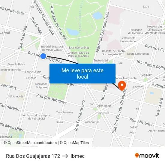 Rua Dos Guajajaras 172 to Ibmec map