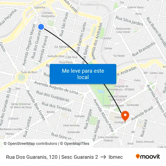Rua Dos Guaranis, 120 | Sesc Guaranis 2 to Ibmec map