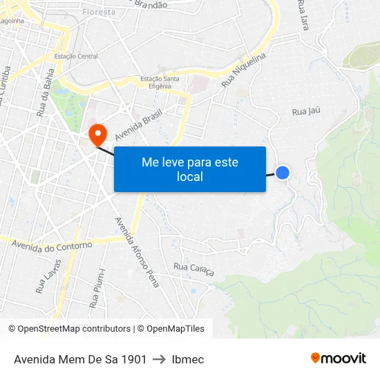 Avenida Mem De Sa 1901 to Ibmec map