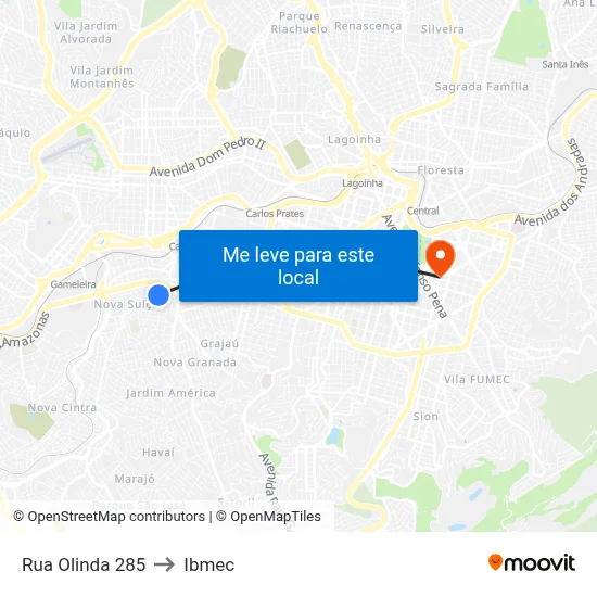 Rua Olinda 285 to Ibmec map