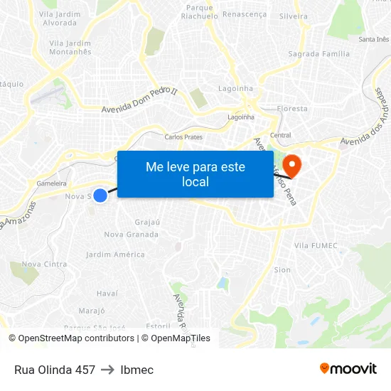 Rua Olinda 457 to Ibmec map