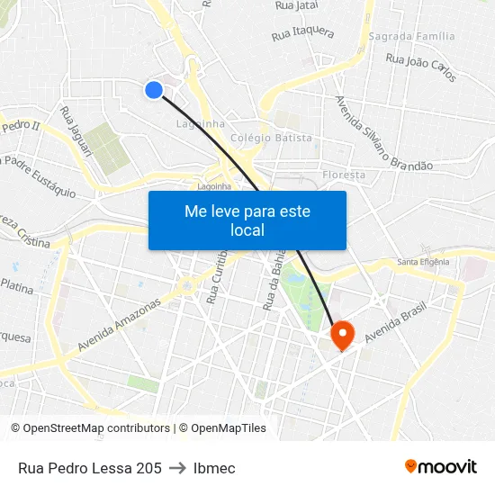 Rua Pedro Lessa 205 to Ibmec map