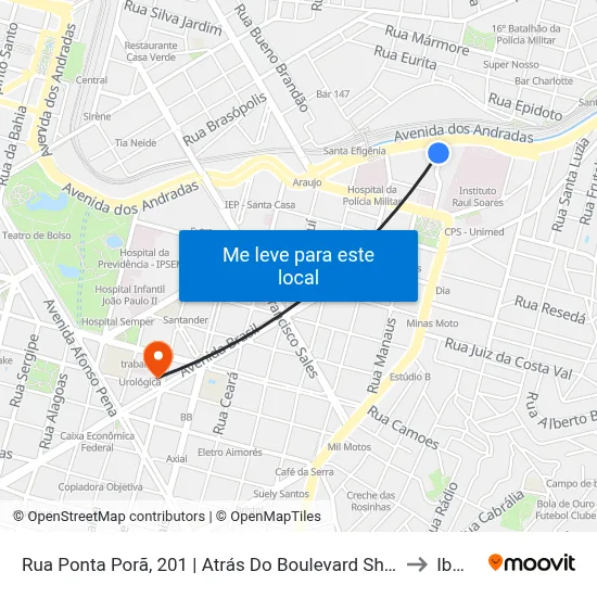 Rua Ponta Porã, 201 | Atrás Do Boulevard Shopping Bh to Ibmec map