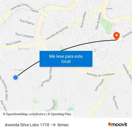 Avenida Silva Lobo 1718 to Ibmec map