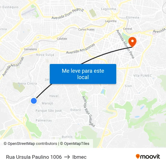 Rua Ursula Paulino 1006 to Ibmec map