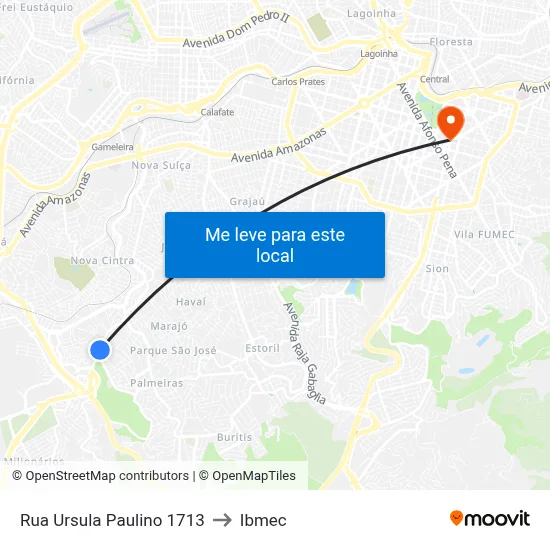 Rua Ursula Paulino 1713 to Ibmec map