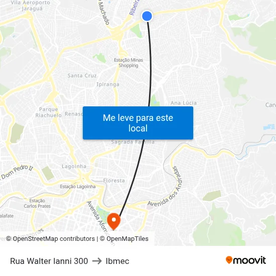 Rua Walter Ianni 300 to Ibmec map