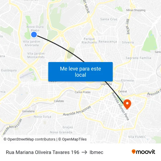 Rua Mariana Oliveira Tavares 196 to Ibmec map
