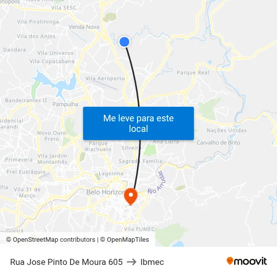 Rua Jose Pinto De Moura 605 to Ibmec map