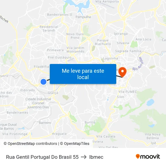 Rua Gentil Portugal Do Brasil 55 to Ibmec map