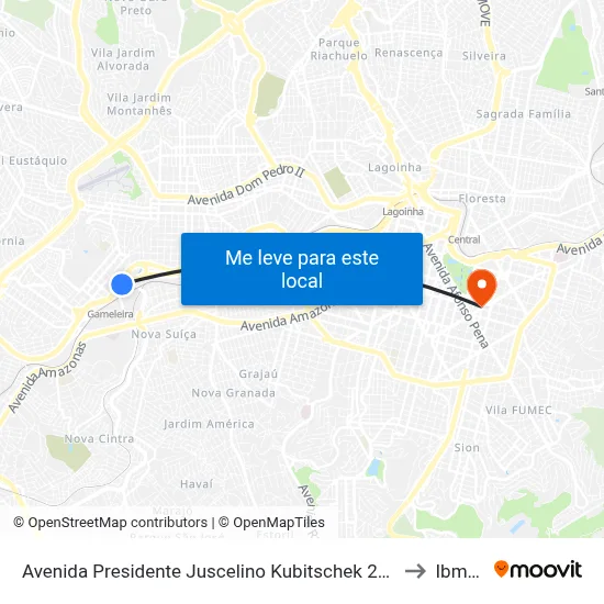Avenida Presidente Juscelino Kubitschek 2101 to Ibmec map