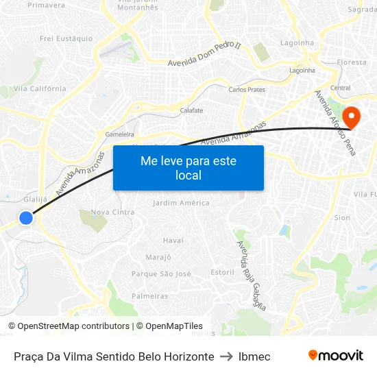 Praça Da Vilma Sentido Belo Horizonte to Ibmec map