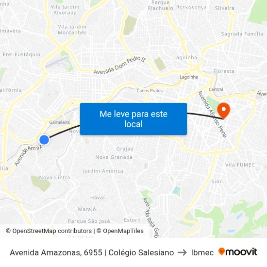 Avenida Amazonas, 6955 | Colégio Salesiano to Ibmec map
