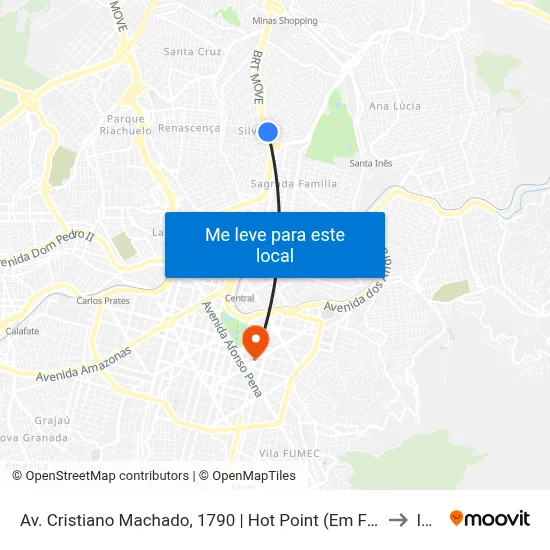 Av. Cristiano Machado, 1790 | Hot Point (Em Frente Estação Move Feira Dos Produtores) to Ibmec map