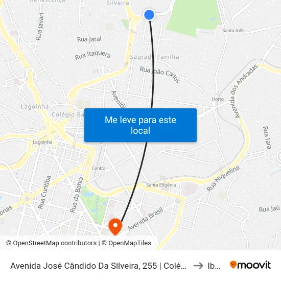 Avenida José Cândido Da Silveira, 255 | Colégio Logosófico 2 to Ibmec map