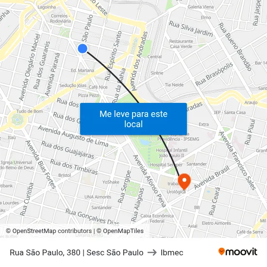 Rua São Paulo, 380 | Sesc São Paulo to Ibmec map