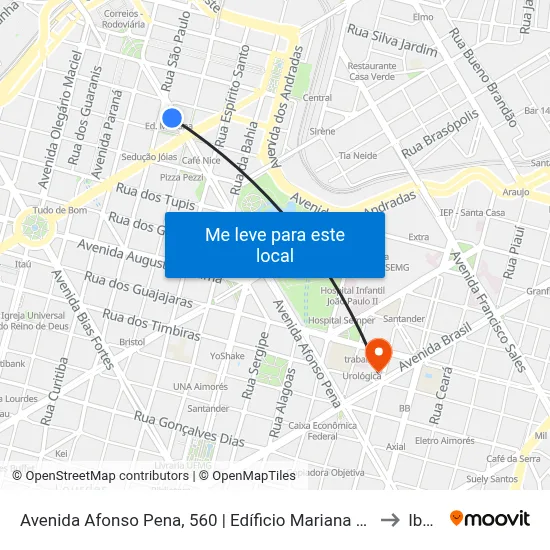 Avenida Afonso Pena, 560 | Edíficio Mariana Antes Da Praça Sete to Ibmec map