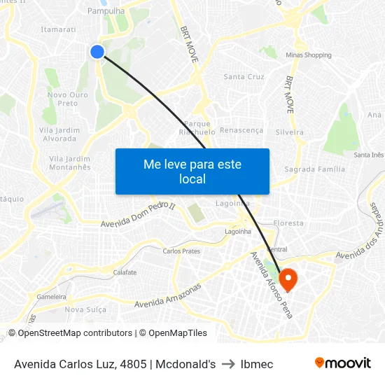 Avenida Carlos Luz, 4805 | Mcdonald's to Ibmec map