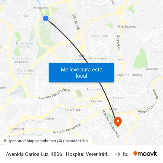 Avenida Carlos Luz, 4806 | Hospital Vetenirário Ufmg/Estádio Mineirão Entrada Sul to Ibmec map