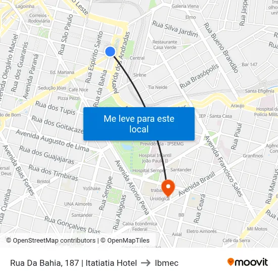 Rua Da Bahia, 187 | Itatiatia Hotel to Ibmec map
