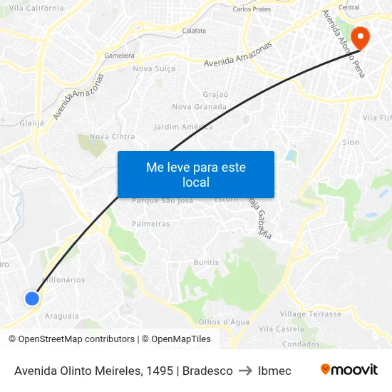 Avenida Olinto Meireles, 1495 | Bradesco to Ibmec map