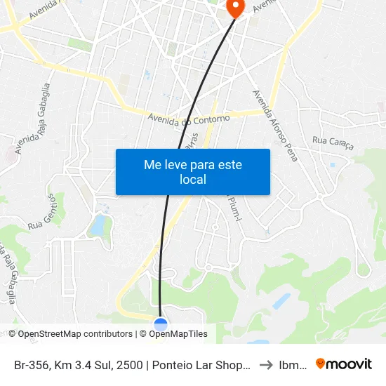 Br-356, Km 3.4 Sul, 2500 | Ponteio Lar Shopping to Ibmec map