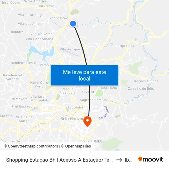Shopping Estação Bh | Acesso A Estação/Terminal Vilarinho to Ibmec map