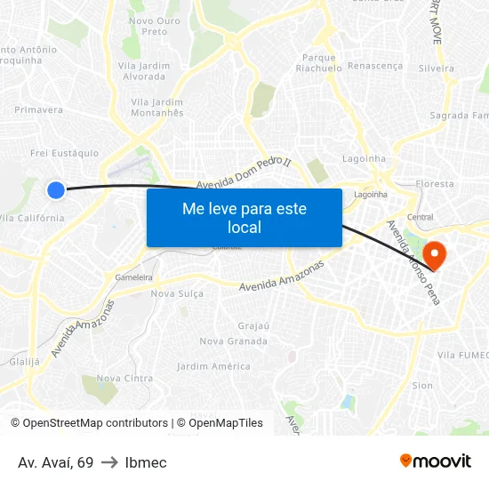 Av. Avaí, 69 to Ibmec map