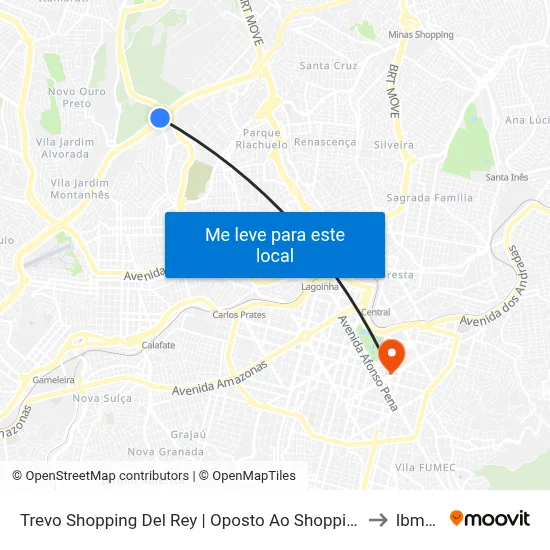 Trevo Shopping Del Rey | Oposto Ao Shopping to Ibmec map