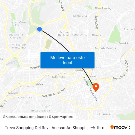 Trevo Shopping Del Rey | Acesso Ao Shopping to Ibmec map