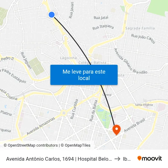 Avenida Antônio Carlos, 1694 | Hospital Belo Horizonte to Ibmec map
