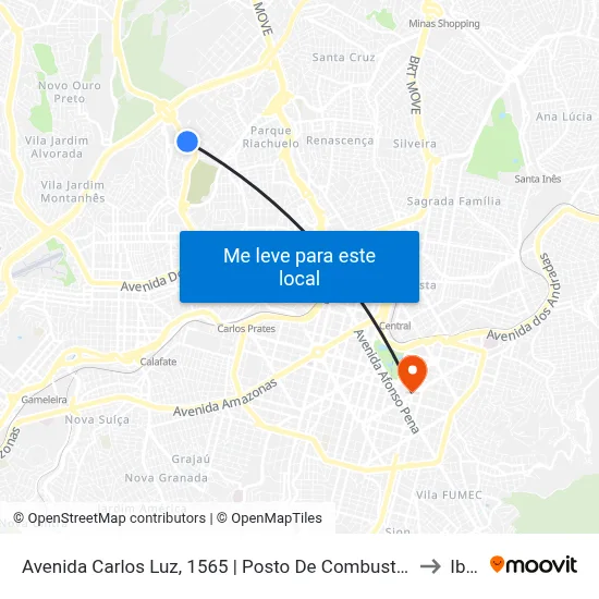 Avenida Carlos Luz, 1565 | Posto De Combustível Depois Do Shopping Del Rey to Ibmec map