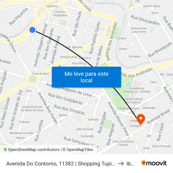 Avenida Do Contorno, 11382 | Shopping Tupinambás 3 to Ibmec map