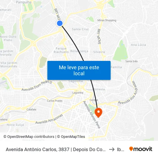 Avenida Antônio Carlos, 3837 | Depois Do Corpo De Bombeiros to Ibmec map