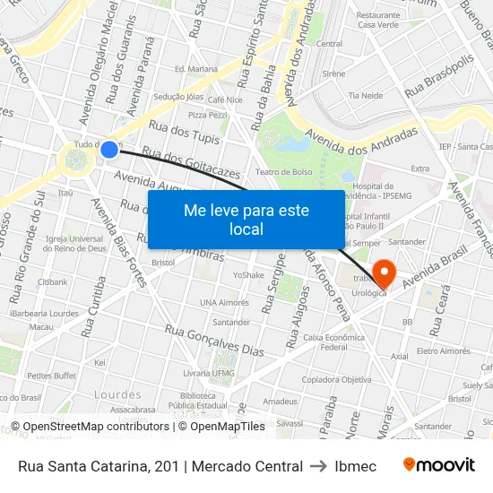 Rua Santa Catarina, 201 | Mercado Central to Ibmec map