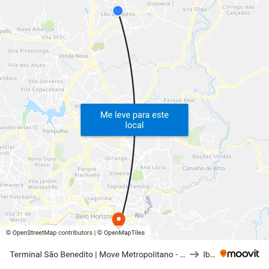 Terminal São Benedito | Move Metropolitano - Plataformas Troncais | Plataforma B1 to Ibmec map
